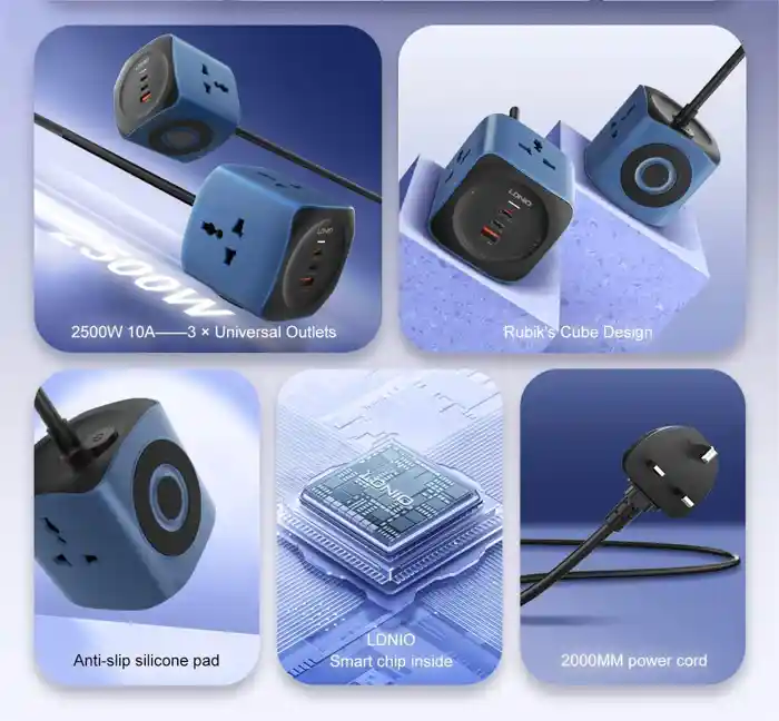 LDNIO SC3319 65W 6 in 1 Power Socket Cube 2500W Outlets